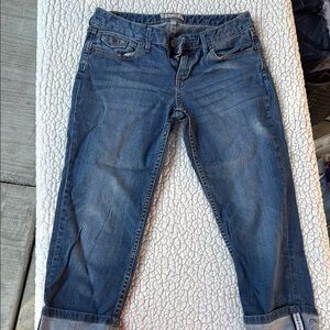 Banana Republic Blue Cropped Ankle Jeans with Distressed Details